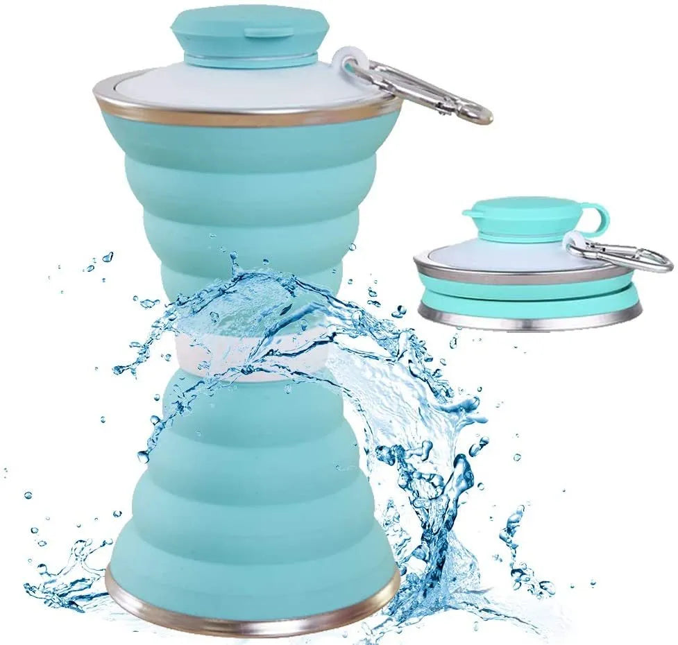500ML Silicone Water Bottle Cup Foldable Leak Proof Portable Sports Travel Water Bottle For Outdoor Travel Gym Hiking Reusable Kitchen Gadget