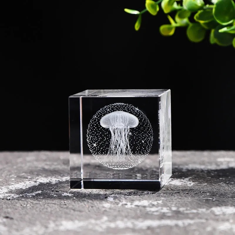 Desktop Crystal Creative Gift Ornament White Lotus Cube