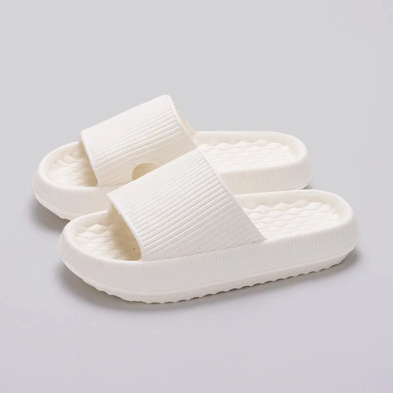 Summer EVA Slippers Solid Color Rhombus Stripe Anti Slip Home Shoes for Women