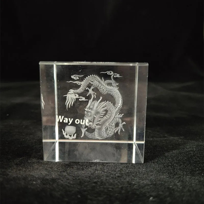 Desktop Crystal Creative Gift Ornament White Lotus Cube
