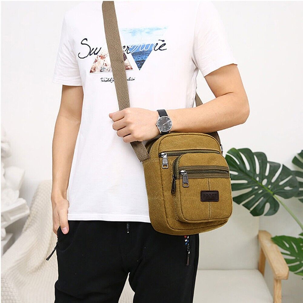 Men's Retro Canvas Crossbody Messenger Bag – Casual Shoulder Satchel for Travel, Work & Daily Use