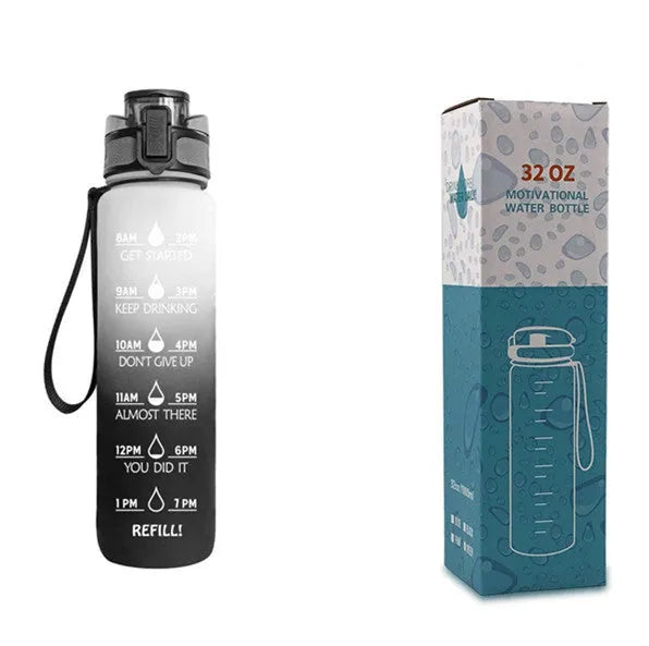 1 Liter Tritan Water Bottle With Time Marker Leakproof Cup For Sports Fitness Activities