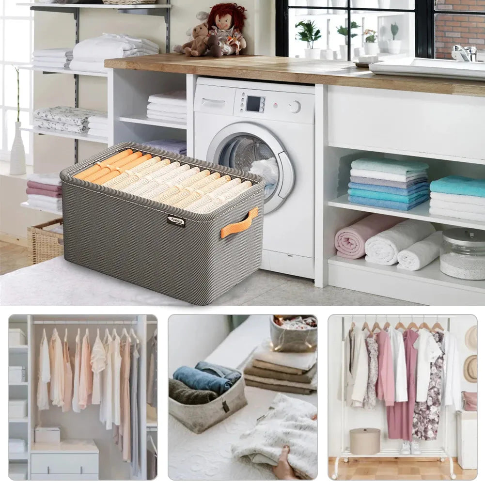 Cabinet Drawer Organizer Versatile Socks Storage Basket with Handle and Steel Frame Thickened Foldable Fabric for Home Wardrobe