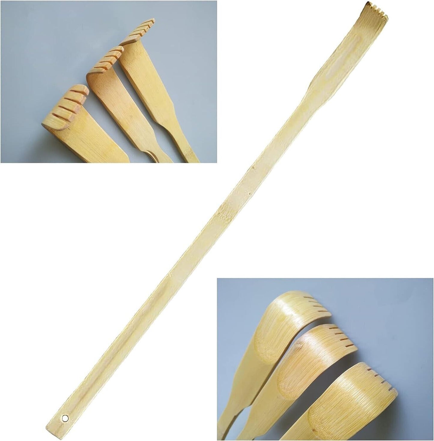 3 PCS Natural Bamboo Back Scratcher Long Reach Pick Itch Relief Tool Portable Bamboo Wood Back Scratcher Long Reach Handle Pick Itch Relief Massage