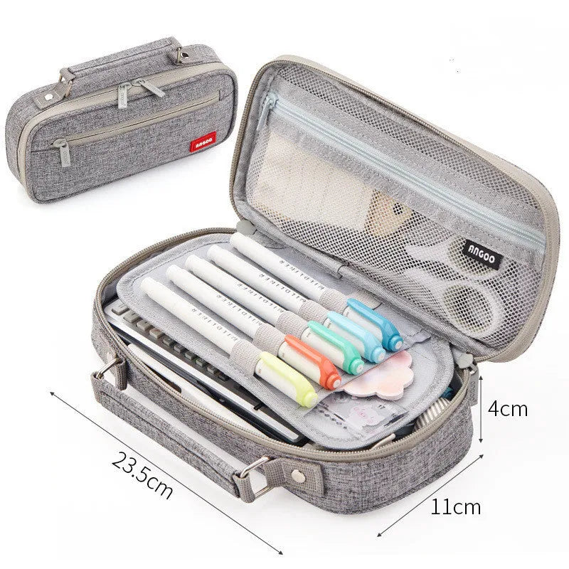 Stationery Bag Student Pencil Case Junior High School Canvas Square Design Multiple Colors Available