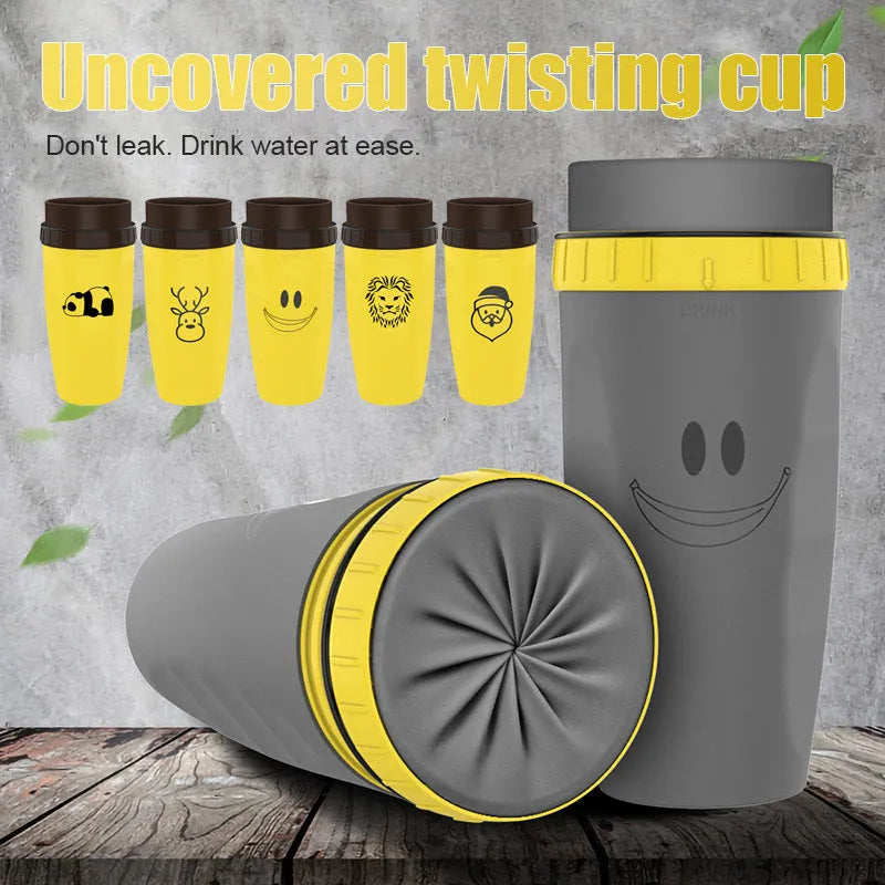 No Cover Twist Cup Travel Portable Double Insulation Tumbler With Straw For Children And Adults