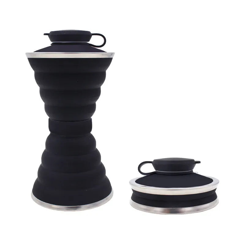 500ML Silicone Water Bottle Cup Foldable Leak Proof Portable Sports Travel Water Bottle For Outdoor Travel Gym Hiking Reusable Kitchen Gadget