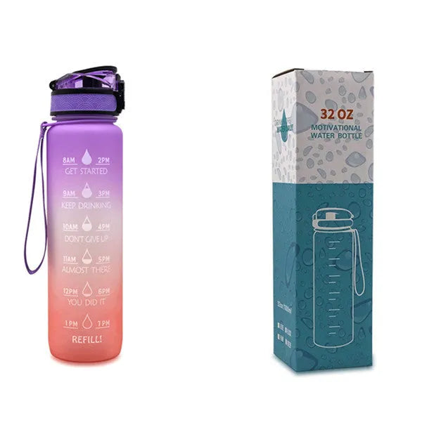 1 Liter Tritan Water Bottle With Time Marker Leakproof Cup For Sports Fitness Activities