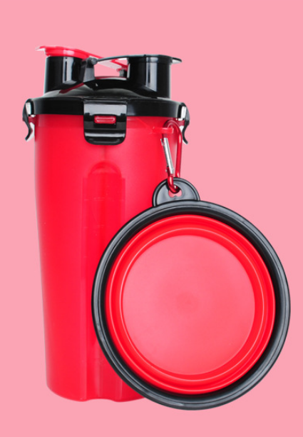 2 In 1 Pet Water Bottle Dispenser Travel Portable Dog Cat Drinking Silicone Bowl