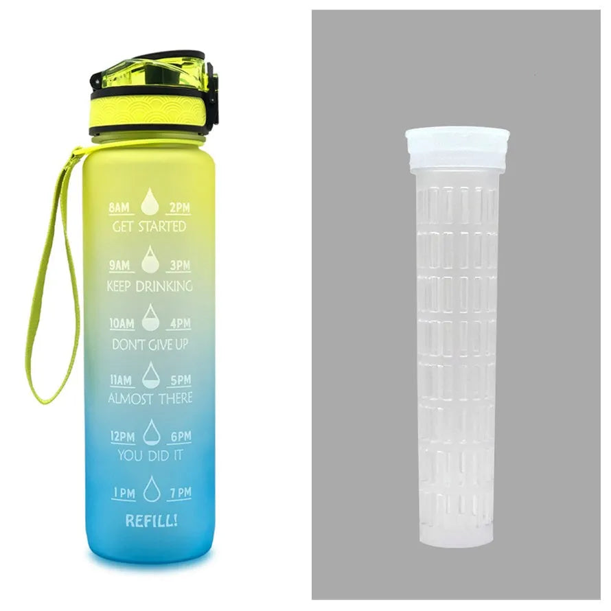 1 Liter Tritan Water Bottle With Time Marker Leakproof Cup For Sports Fitness Activities