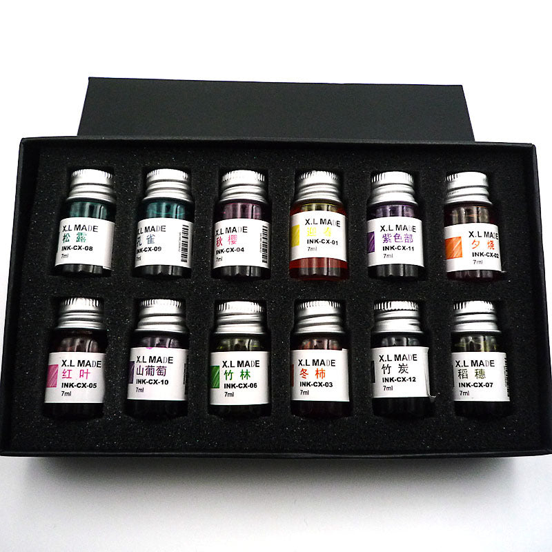 Non-Carbon Dip Pen Gold Powder Color Ink Calligraphy Ink Set, Calligraphy Fountain Glass Dip Pen Color Ink Caligrapher Pen Ink Bottle Set,