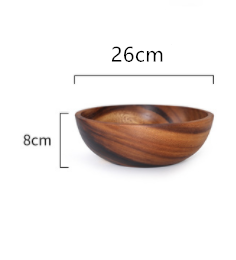 Acacia Wooden Bowls, Small Bowls,Round Wood Salad Bowl, Hand Carved Dip Tray for Serving Popcorn Pasta Candy Cereal Coconut Nuts