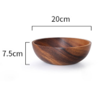 Acacia Wooden Bowls, Small Bowls,Round Wood Salad Bowl, Hand Carved Dip Tray for Serving Popcorn Pasta Candy Cereal Coconut Nuts