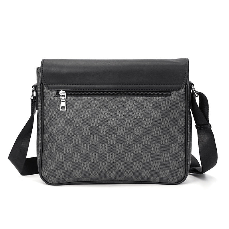 Messenger Bag for Men and Women – Stylish Canvas Crossbody Shoulder Bag with Plaid Pattern and Leather 