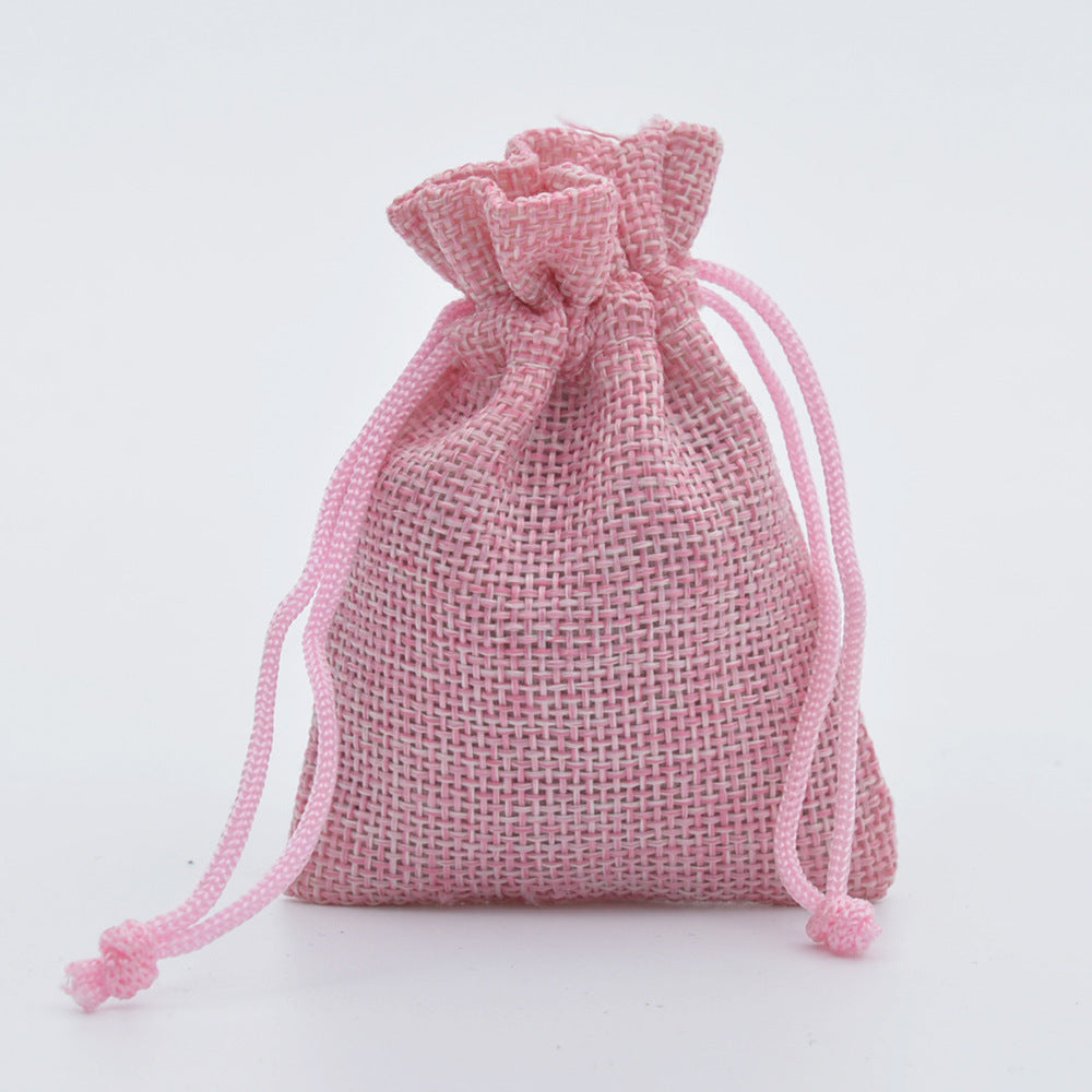 Mini Drawstring Linen Jewelry Bag – Small Cloth Gift Packaging Bag for Weddings, Gifts & Commemorations