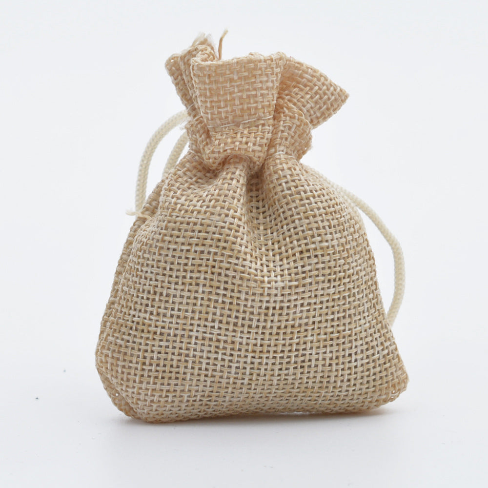 Mini Drawstring Linen Jewelry Bag – Small Cloth Gift Packaging Bag for Weddings, Gifts & Commemorations