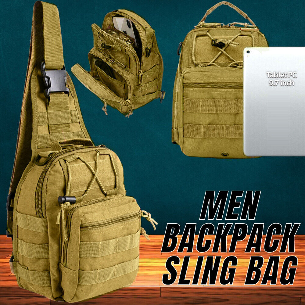 Men's Tactical Molle Sling Backpack – Waterproof Military Shoulder Chest Bag for Hiking, Cycling, Travel & Outdoor Activities