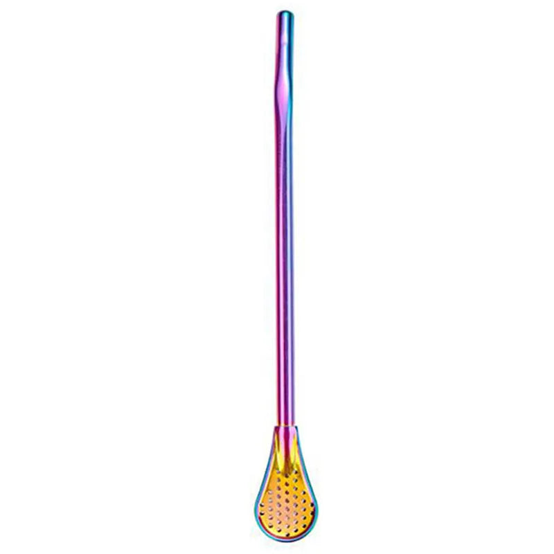 Stirring Spoon With Stainless Steel Filter Straw For Adults