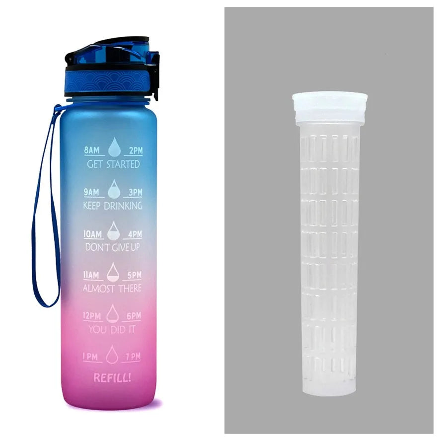 1 Liter Tritan Water Bottle With Time Marker Leakproof Cup For Sports Fitness Activities