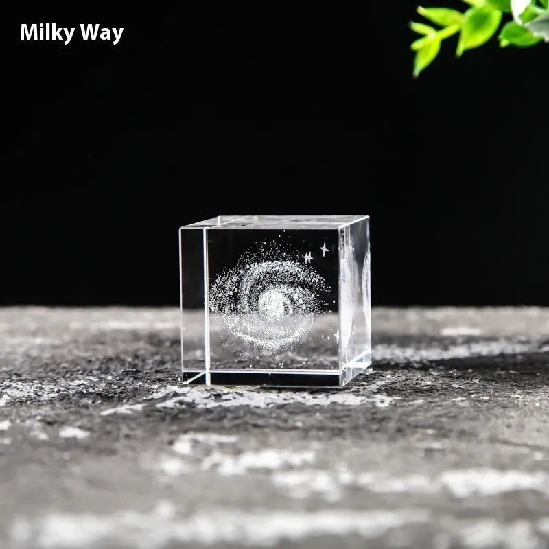 Desktop Crystal Creative Gift Ornament White Lotus Cube