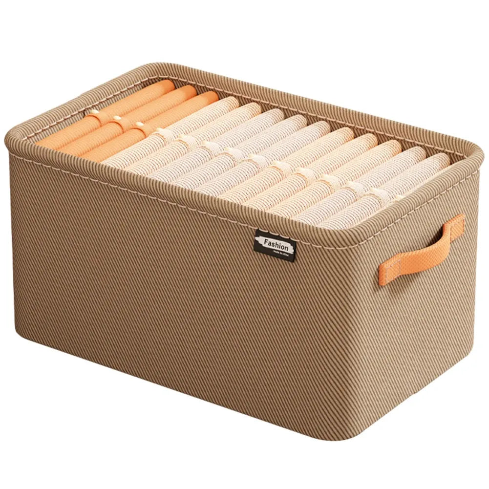 Cabinet Drawer Organizer Versatile Socks Storage Basket with Handle and Steel Frame Thickened Foldable Fabric for Home Wardrobe