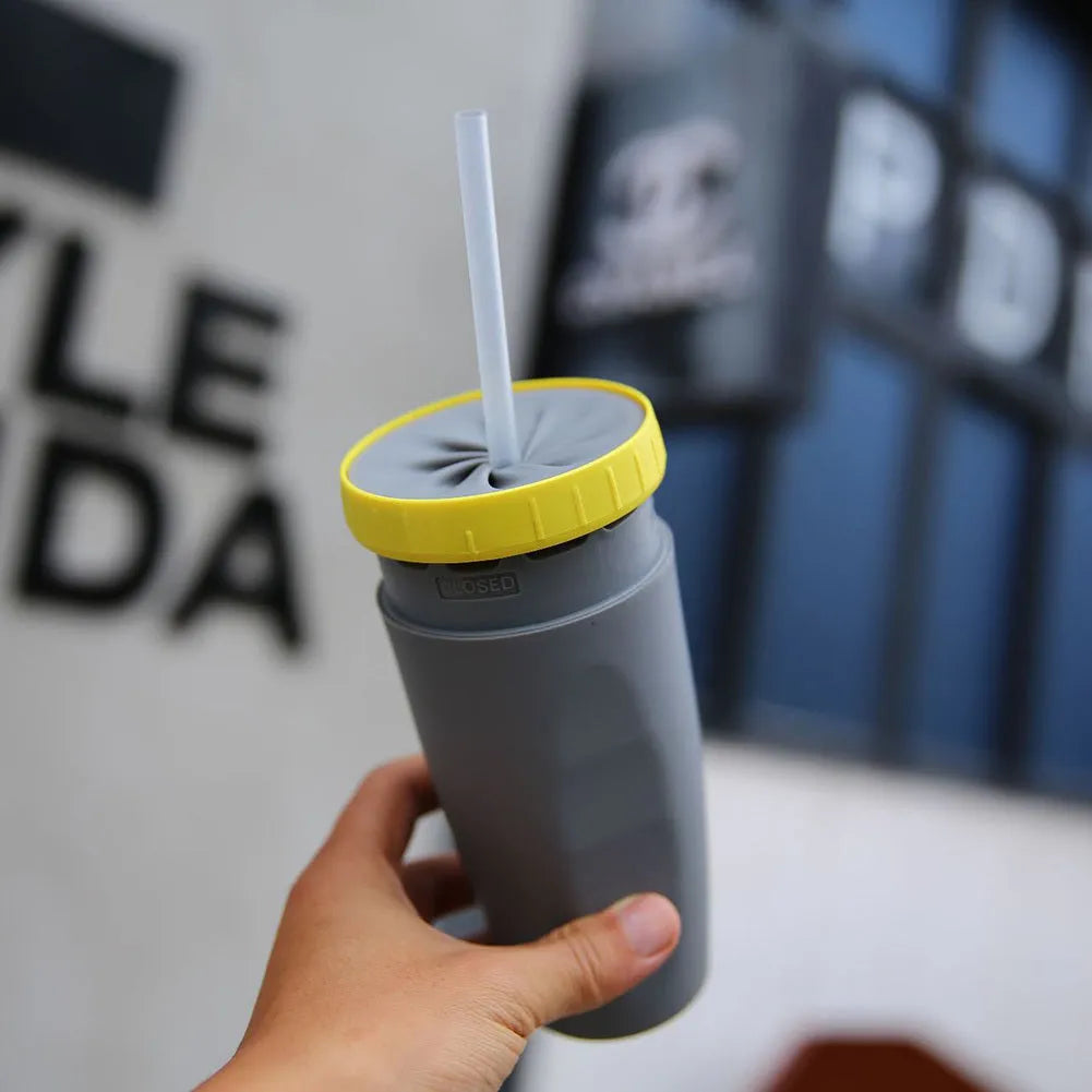 No Cover Twist Cup Travel Portable Double Insulation Tumbler With Straw For Children And Adults