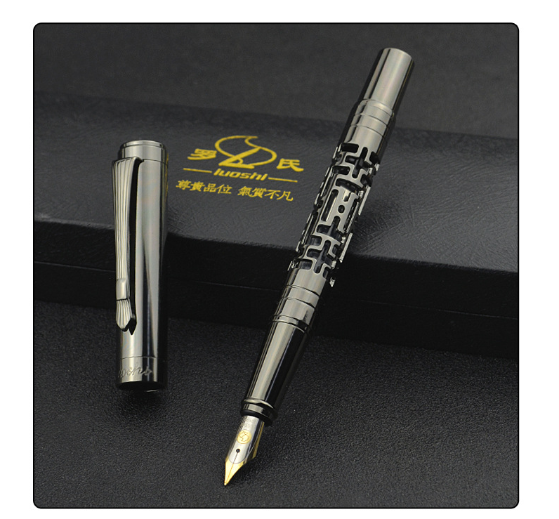 Luxury Metal Fountain Pen, Fine Nib Fountain Pen Business Smooth Writing Pen with Ink Converter Gift Box Calligraphy Pens for Writing