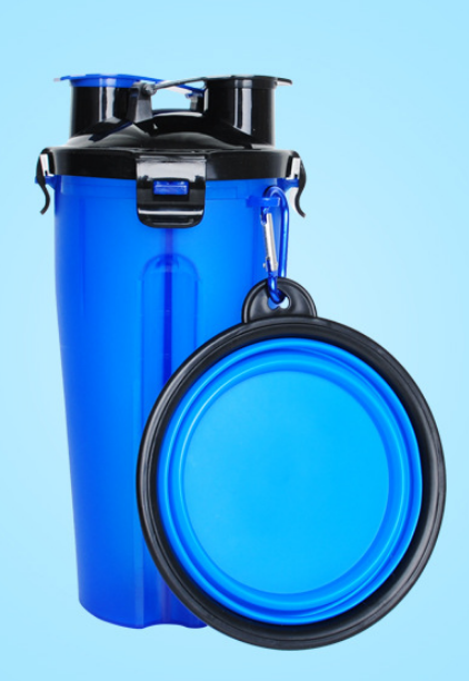 2 In 1 Pet Water Bottle Dispenser Travel Portable Dog Cat Drinking Silicone Bowl