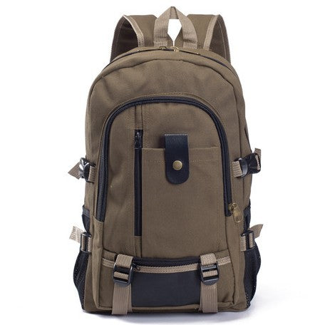 Men's Canvas Backpack – Durable Zipper Student Bag for School & Daily Use