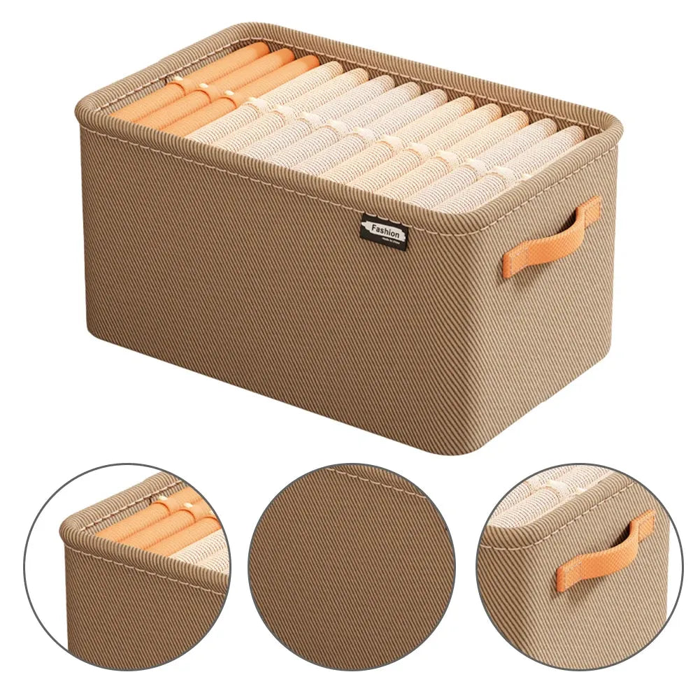 Cabinet Drawer Organizer Versatile Socks Storage Basket with Handle and Steel Frame Thickened Foldable Fabric for Home Wardrobe