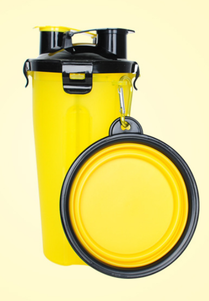 2 In 1 Pet Water Bottle Dispenser Travel Portable Dog Cat Drinking Silicone Bowl