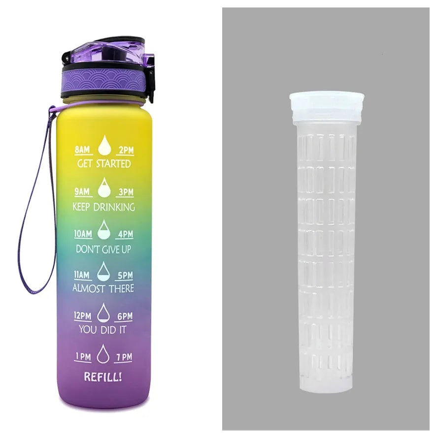 1 Liter Tritan Water Bottle With Time Marker Leakproof Cup For Sports Fitness Activities