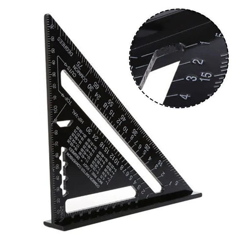 Aluminum Alloy Woodworking Measuring Square Ruler 7 Inches Triangle Ruler 90 Degree