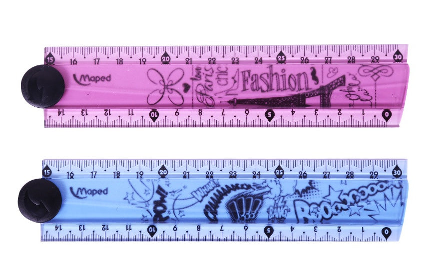 Folding Ruler 30cm Widened Rotary Ruler Folding Ruler Multi Acrylic Folding Ruler Angle Measurement Ruler Clear Flexible Black and White Rulers
