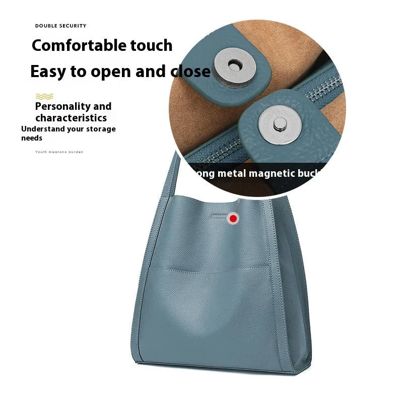 Travel Leather Bag Soft Genuine Cowhide Daily Use Square Vertical Model
