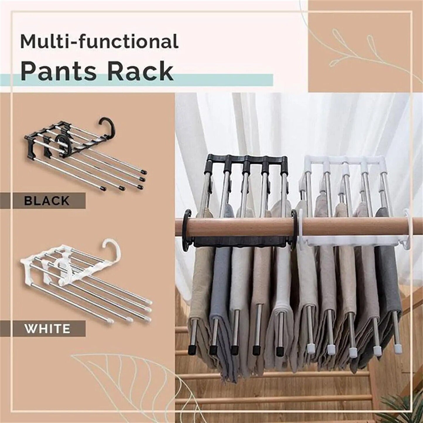 Metal Hanger, Pants Clothes Rack Hooks , Space Saver Closet Organizers