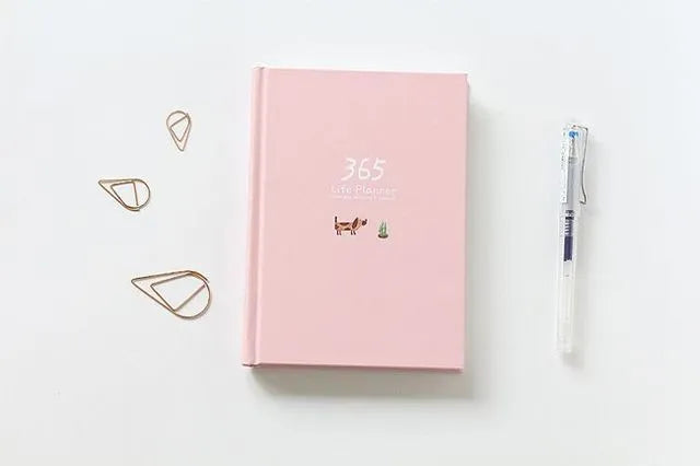 Schedule This Hardback Color Set Inside Notebook with Hand-Painted Illustrations and 365 Day Plan
