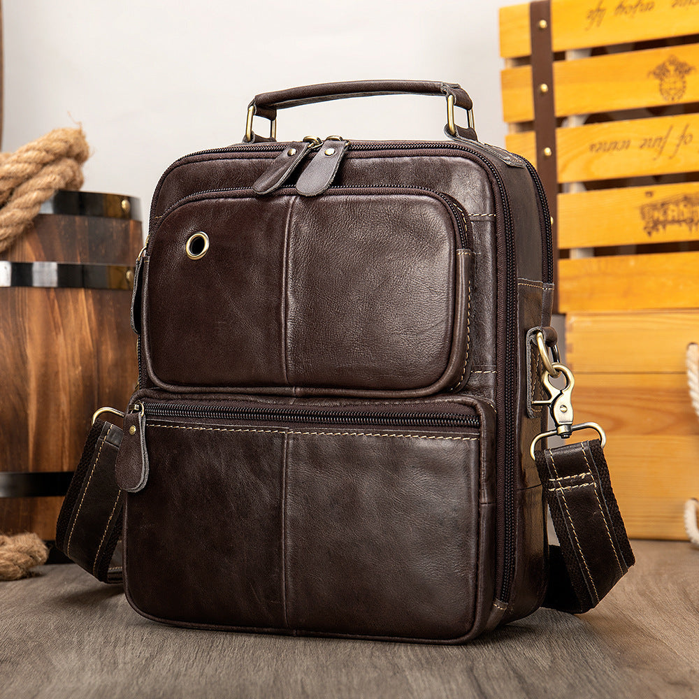 Men's Genuine Leather Retro Shoulder Messenger Bag – Wear-Resistant First Layer Cowhide Crossbody Bag