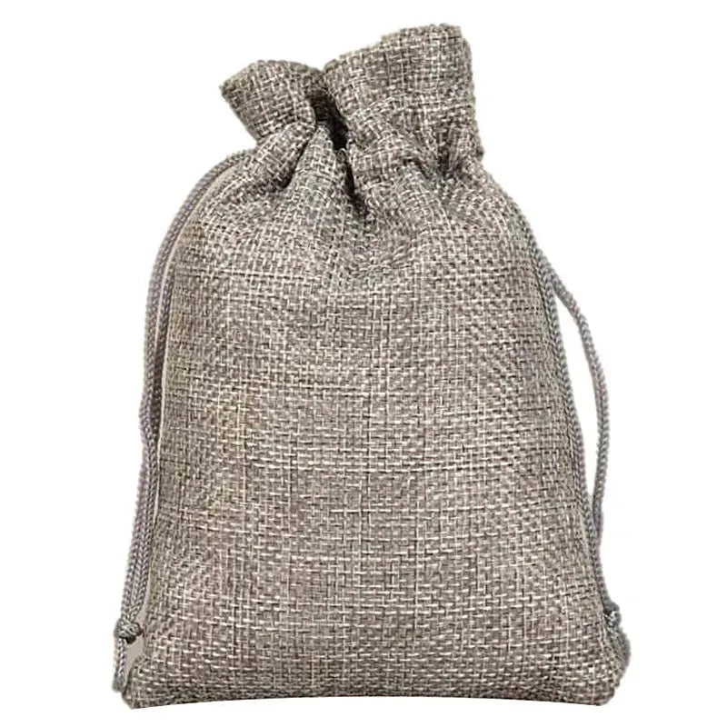 Mini Drawstring Linen Jewelry Bag Small Cloth Gift Packaging Bag for Weddings Gifts and Commemorations