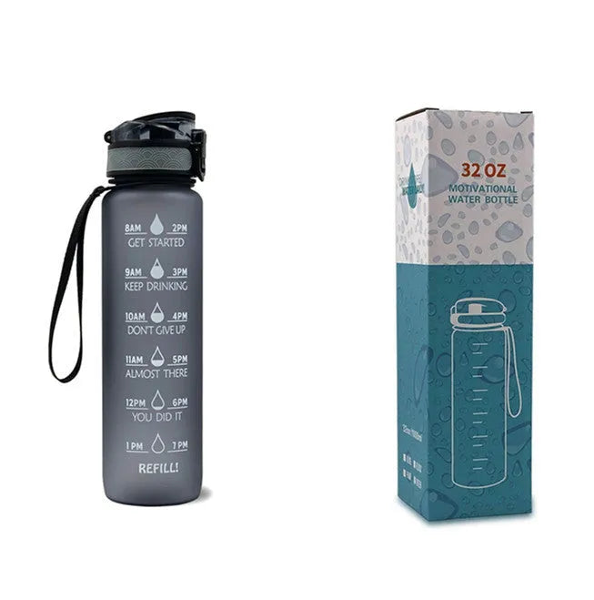 1 Liter Tritan Water Bottle With Time Marker Leakproof Cup For Sports Fitness Activities