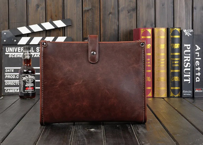 Men's Shoulder Messenger Bag Korean Style Casual Horizontal Retro Fashion PU Leather Crossbody Bag for Men