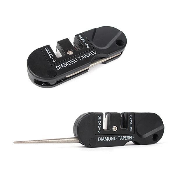 Camping Hiking Knife Sharpening Tools Knife Sharpener Preset Carbide & Ceramic Stone Sharpeners Fold-Out Diamond Coated Rod Outdoor Hunting