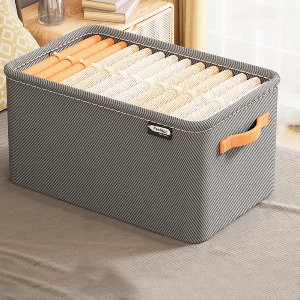 Cabinet Drawer Organizer Versatile Socks Storage Basket with Handle and Steel Frame Thickened Foldable Fabric for Home Wardrobe