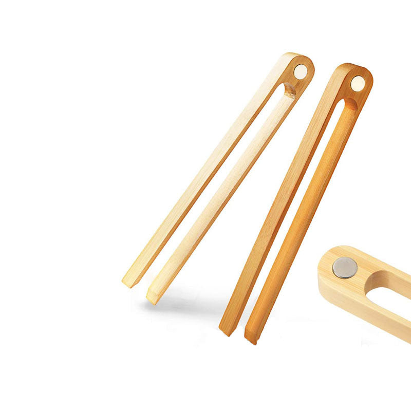 Boxed Bamboo Magnet Bread Clip Reusable Bamboo Toast Tongs Magnetic Wood Cooking Tong Ideal for Toaster 22cm
