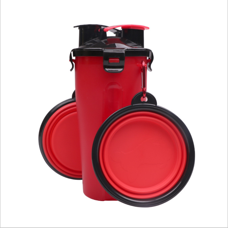 2 In 1 Pet Water Bottle Dispenser Travel Portable Dog Cat Drinking Silicone Bowl