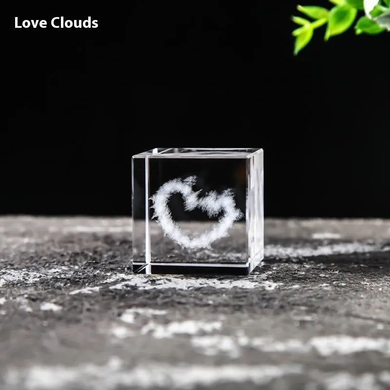 Desktop Crystal Creative Gift Ornament White Lotus Cube