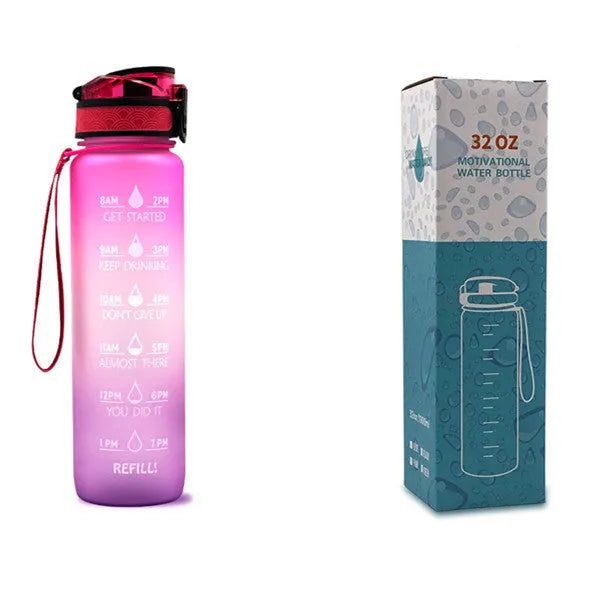 1 Liter Tritan Water Bottle With Time Marker Leakproof Cup For Sports Fitness Activities