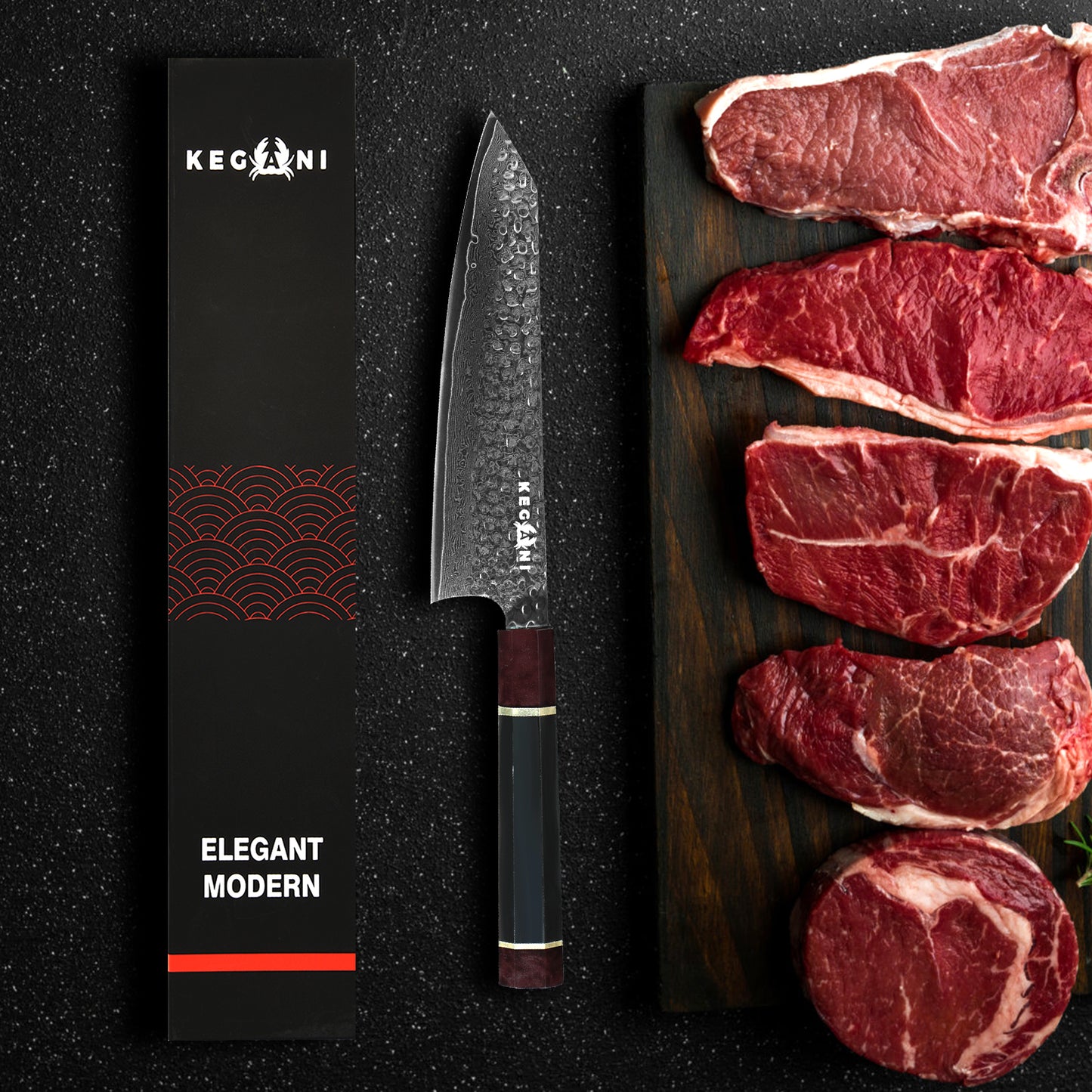 Kegani Kiritsuke Knife - 8 Inch Professional Japanese Chef's Knife 67 Layers Japanese VG-10 Damascus Steel Ultra-Sharp Kitchen Knives Gyuto Knife