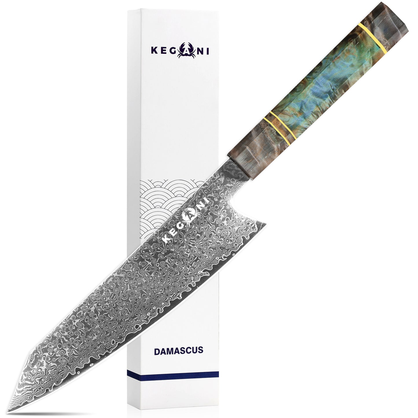 Kegani 8 Inch Kiritsuke Knife -Japanese Chef Knife-Damascus 67-layers VG10 Stainless Steel Kitchen Knife,Professional Chef's Knife