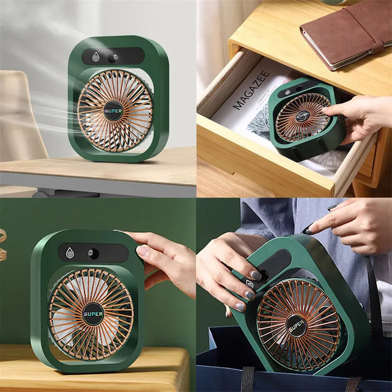 Air Conditioning Fan For Desk USB Rechargeable Misting Fan Air Cooler Portable Spray Fan With 3 Wind Speeds And Humidifier